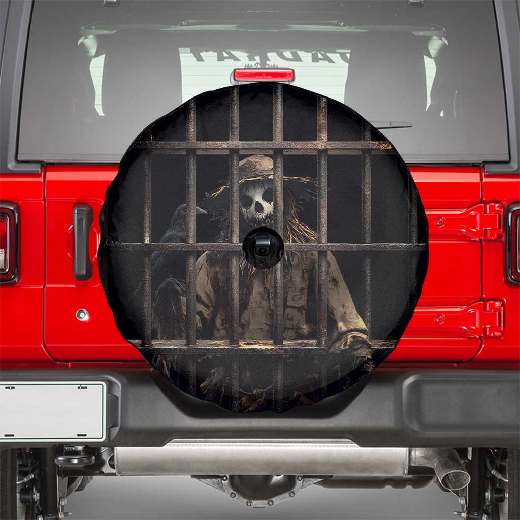 3D Illusion Straw Man Halloween Spare Tire Cover Behind The Bars - Wonder Print Shop