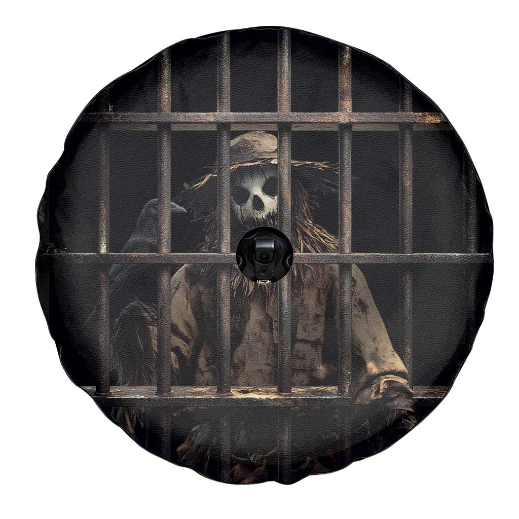 3D Illusion Straw Man Halloween Spare Tire Cover Behind The Bars - Wonder Print Shop