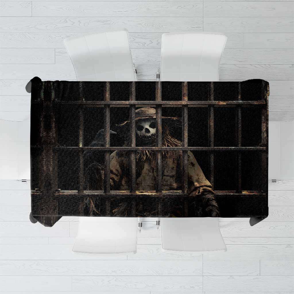 3D Illusion Straw Man Halloween Tablecloth Behind The Bars - Wonder Print Shop