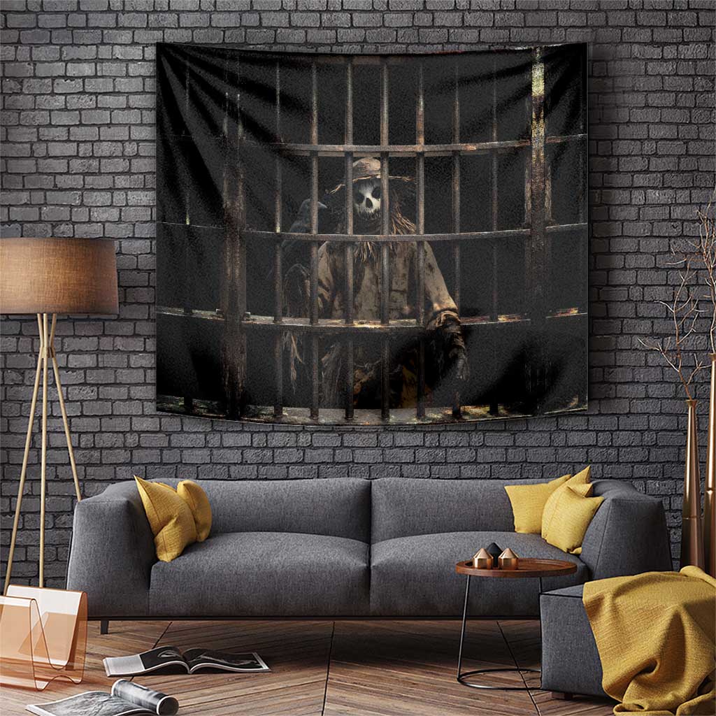 3D Illusion Straw Man Halloween Tapestry Behind The Bars - Wonder Print Shop