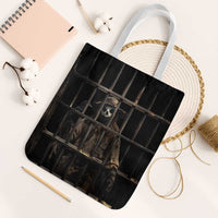 3D Illusion Straw Man Halloween Tote Bag Behind The Bars - Wonder Print Shop