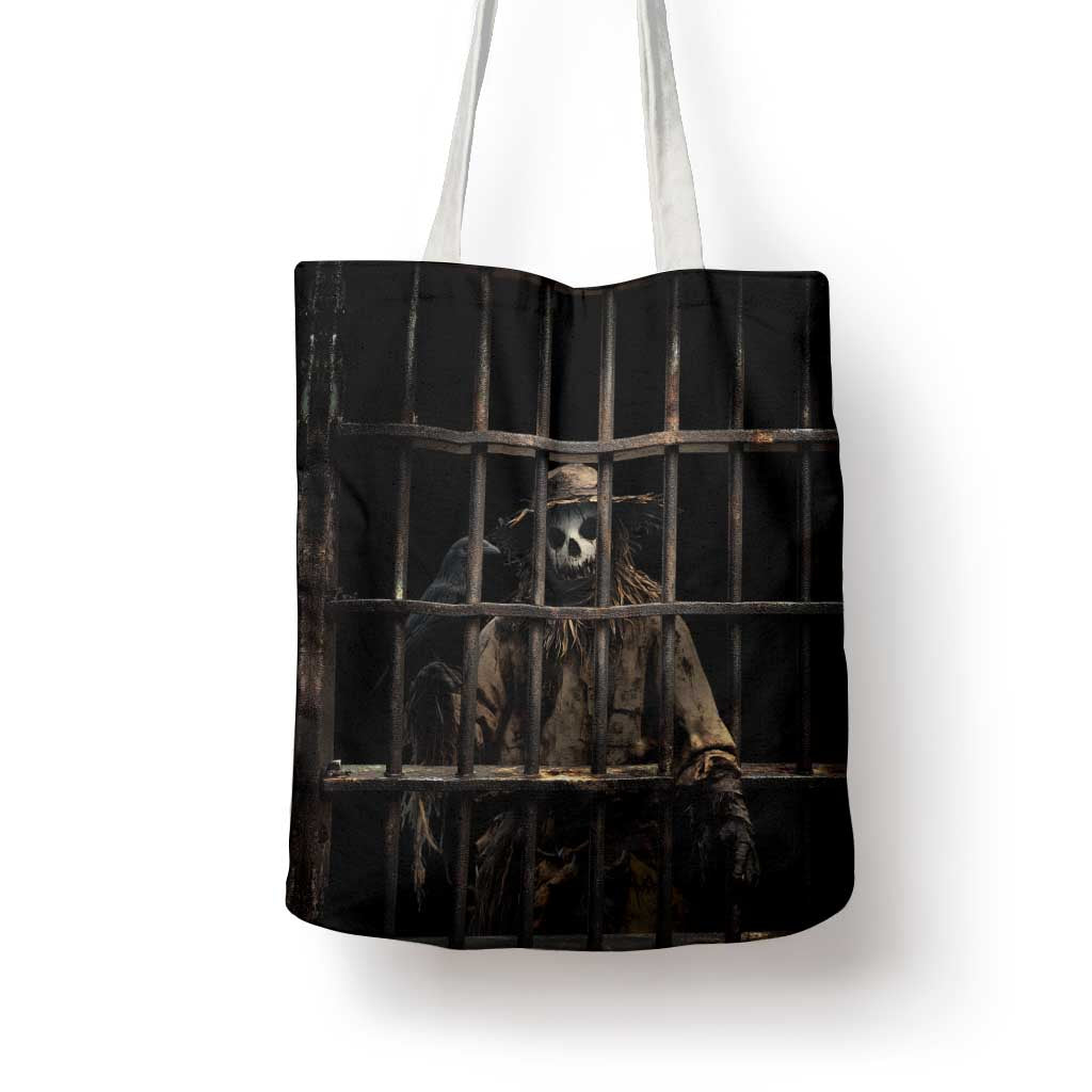 3D Illusion Straw Man Halloween Tote Bag Behind The Bars - Wonder Print Shop