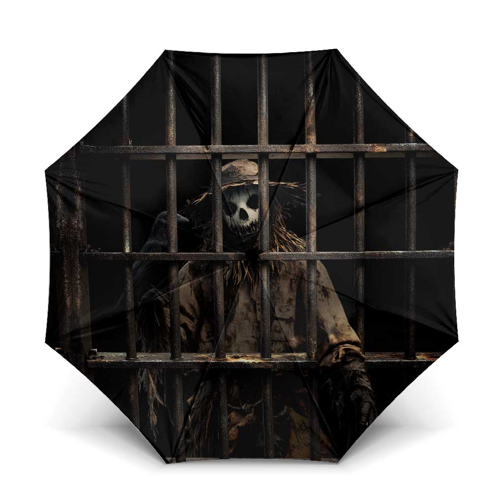 3D Illusion Straw Man Halloween Umbrella Behind The Bars - Wonder Print Shop