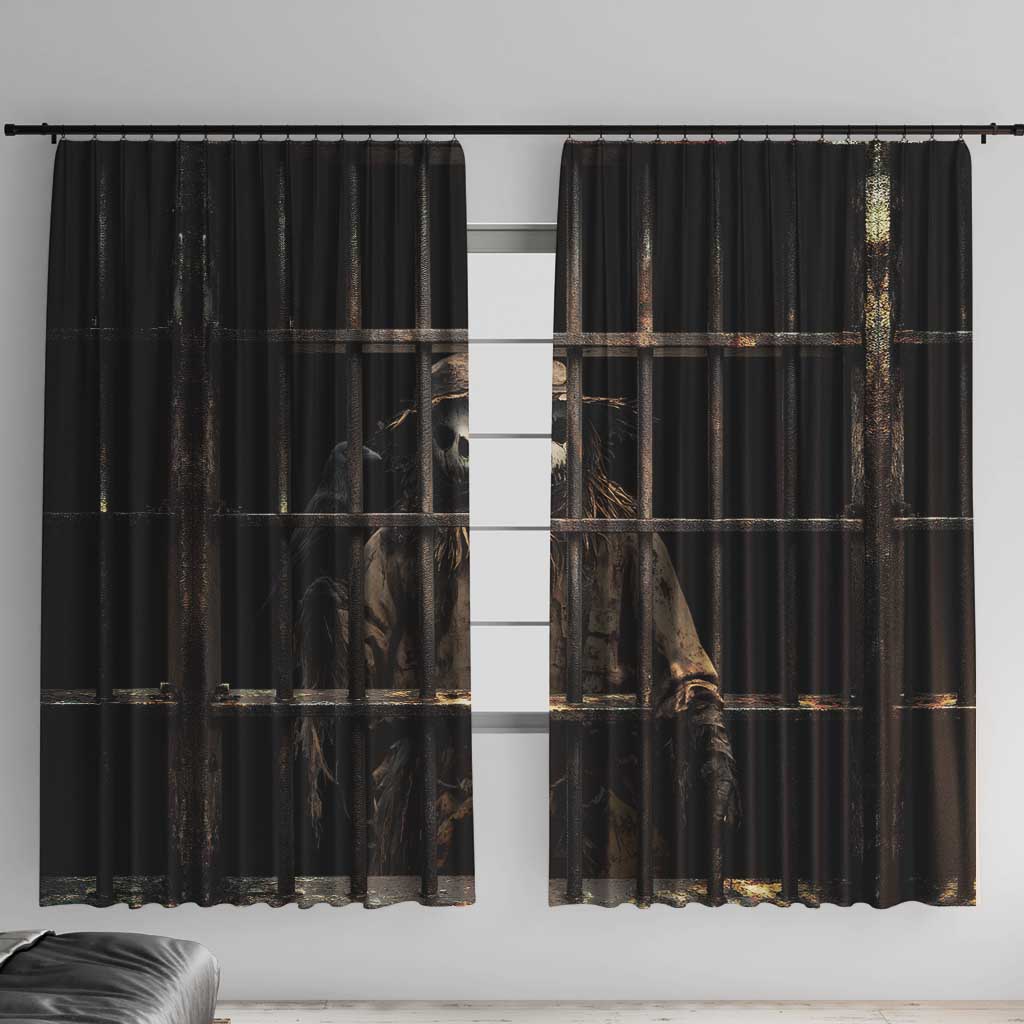 3D Illusion Straw Man Halloween Window Curtain Behind The Bars - Wonder Print Shop