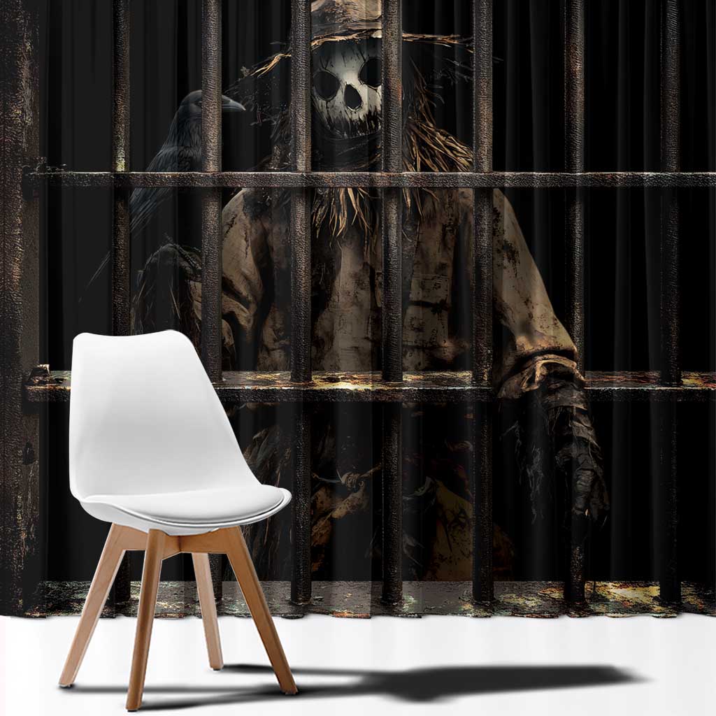 3D Illusion Straw Man Halloween Window Curtain Behind The Bars - Wonder Print Shop