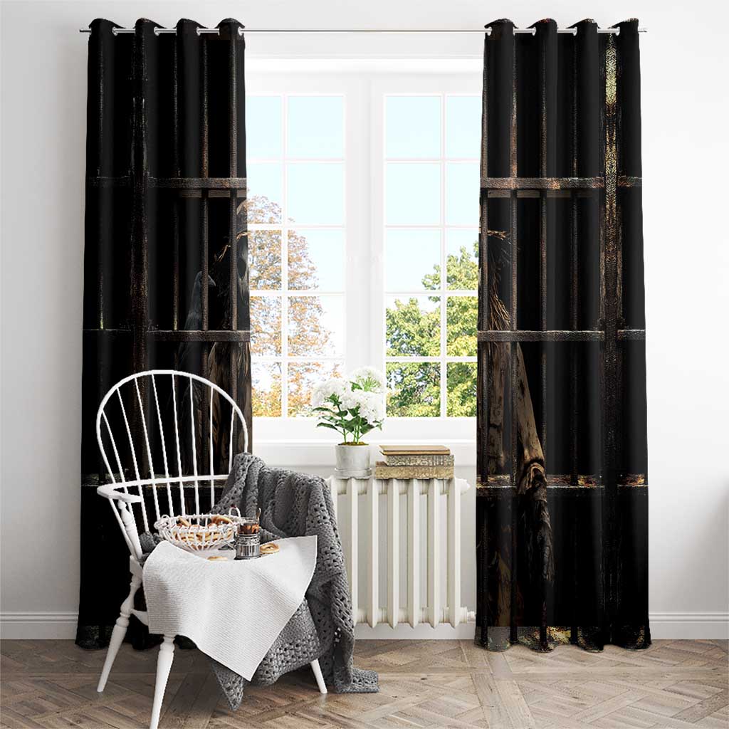 3D Illusion Straw Man Halloween Window Curtain Behind The Bars - Wonder Print Shop