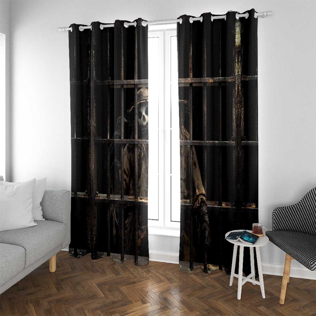 3D Illusion Straw Man Halloween Window Curtain Behind The Bars - Wonder Print Shop