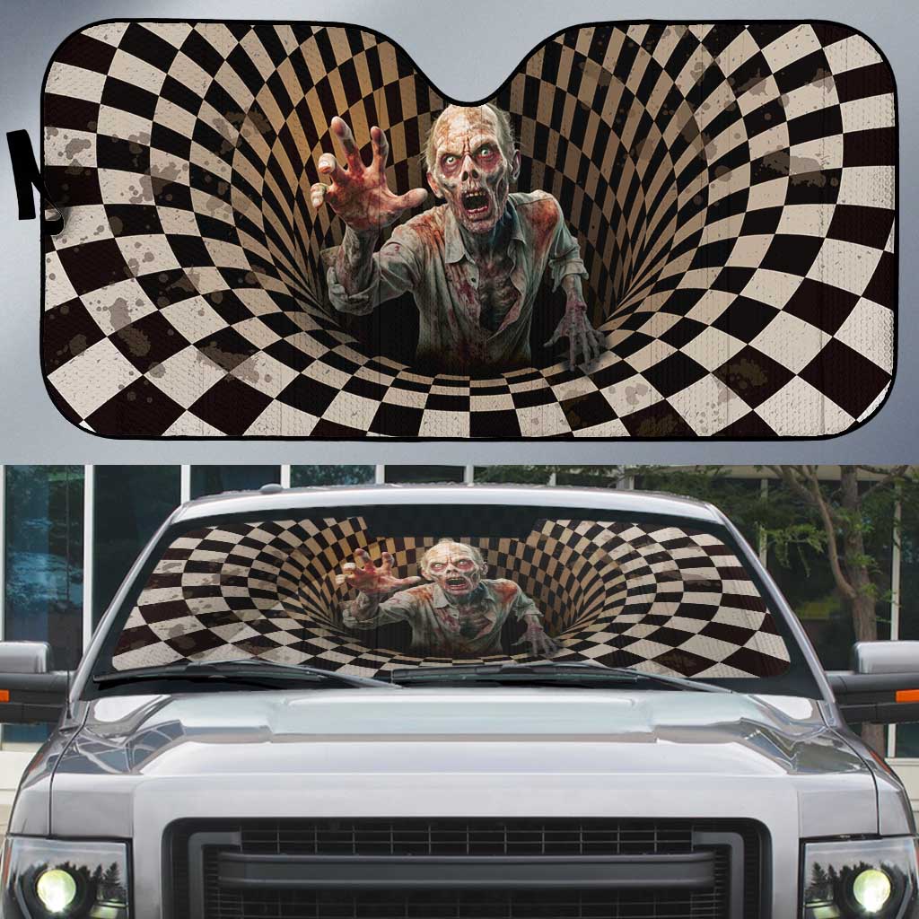 3D Illusion Zombie Halloween Auto Sun Shade Horror Style - Wonder Print Shop