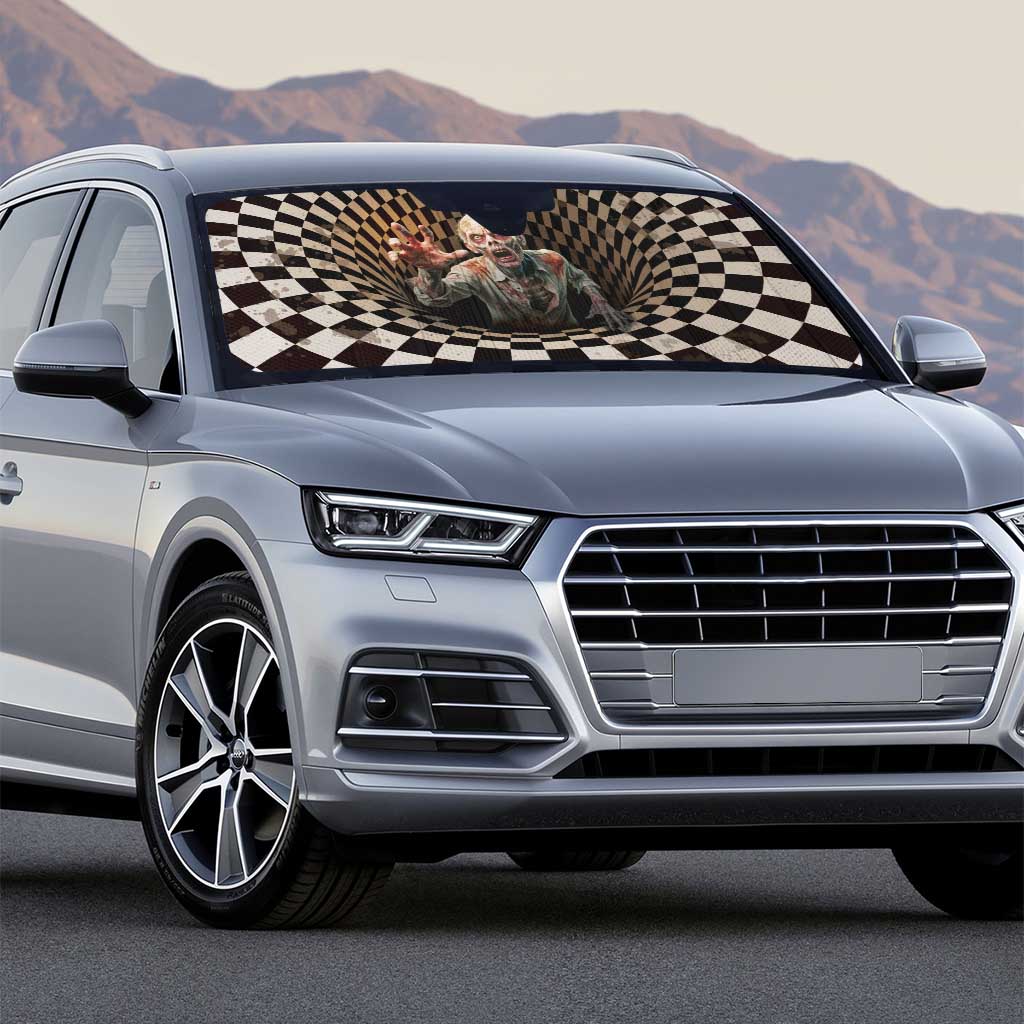 3D Illusion Zombie Halloween Auto Sun Shade Horror Style - Wonder Print Shop