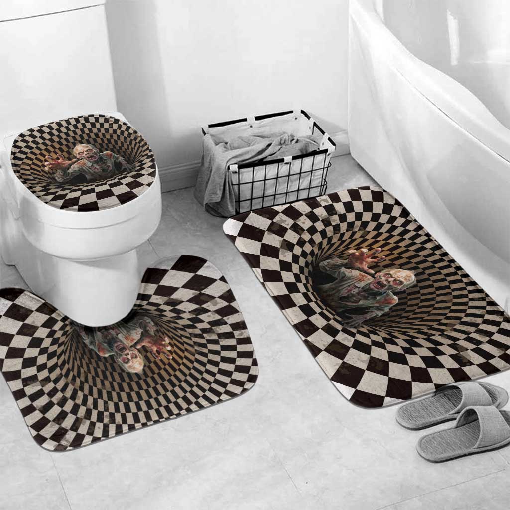 3D Illusion Zombie Halloween Bathroom Set Horror Style - Wonder Print Shop