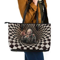 3D Illusion Zombie Halloween Leather Tote Bag Horror Style - Wonder Print Shop