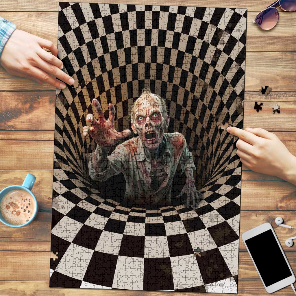 3D Illusion Zombie Halloween Puzzle Horror Style - Wonder Print Shop