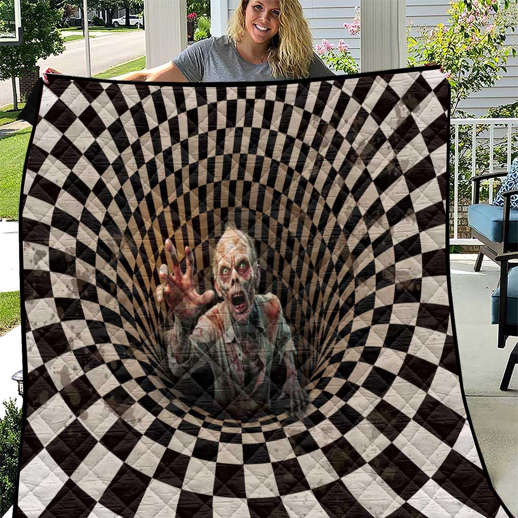 3D Illusion Zombie Halloween Quilt Horror Style - Wonder Print Shop