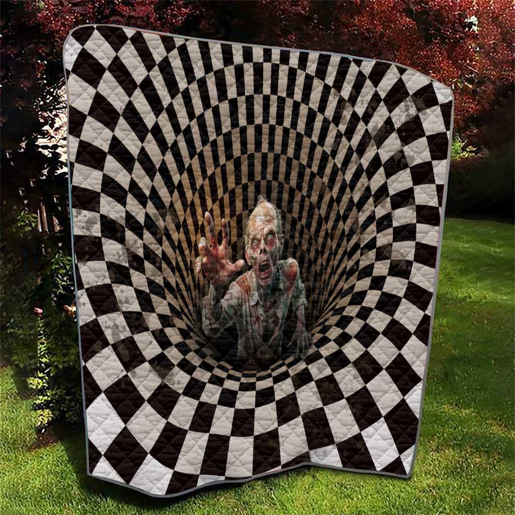 3D Illusion Zombie Halloween Quilt Horror Style - Wonder Print Shop