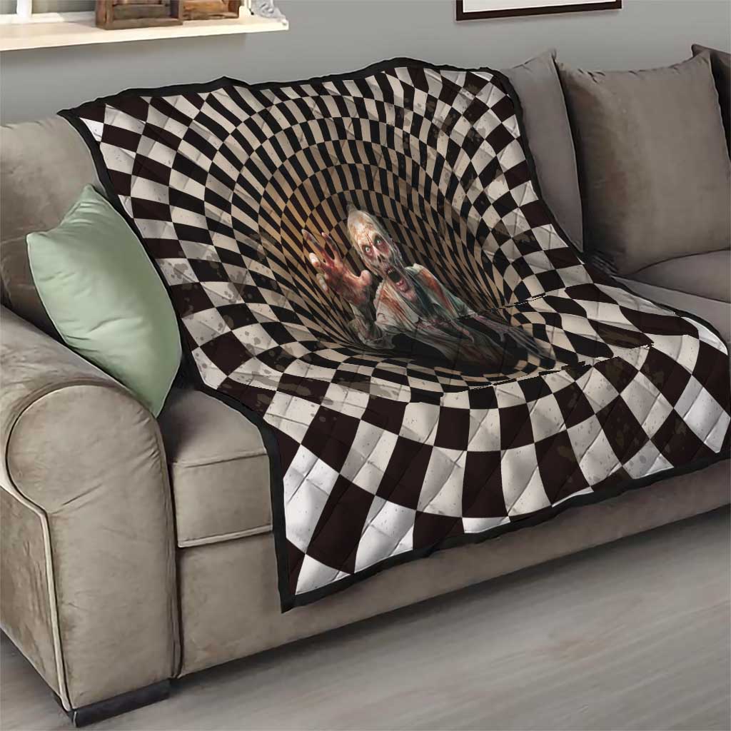 3D Illusion Zombie Halloween Quilt Horror Style - Wonder Print Shop