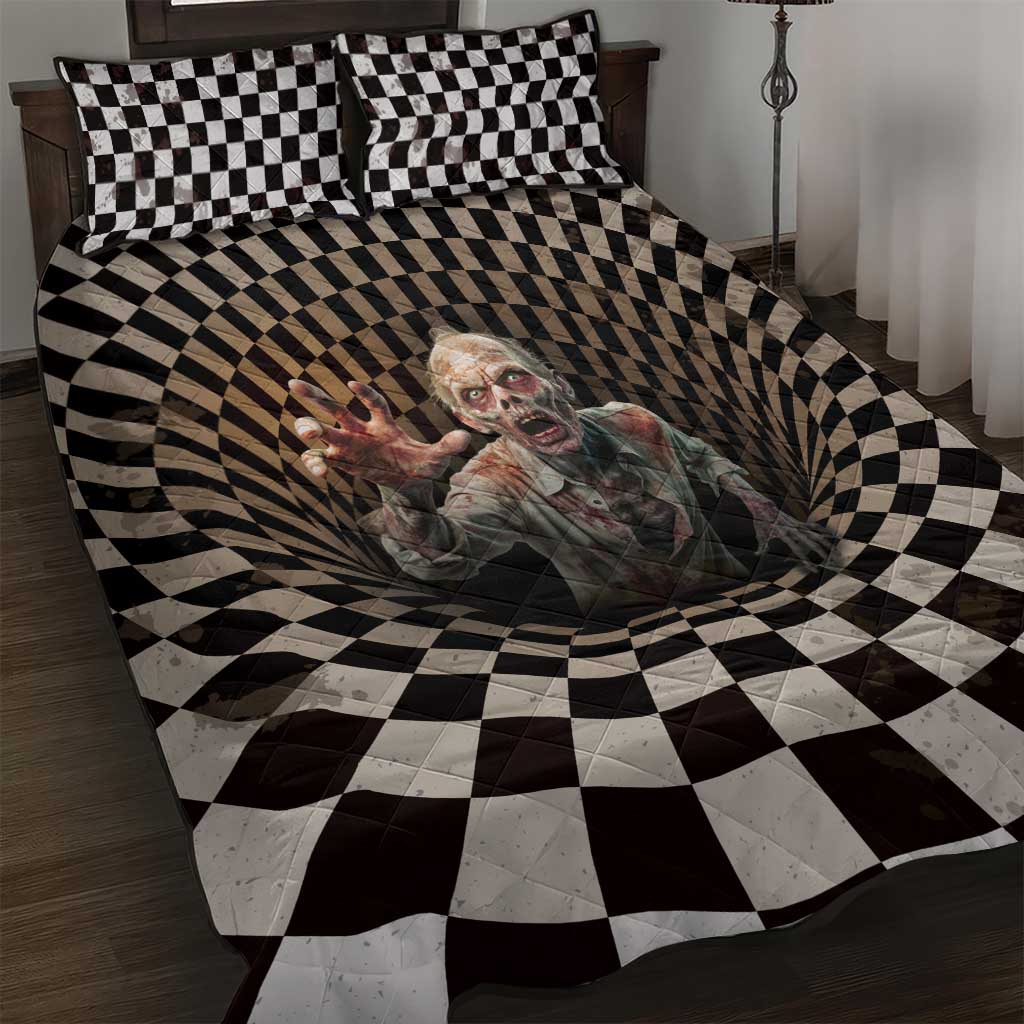3D Illusion Zombie Halloween Quilt Bed Set Horror Style DT05