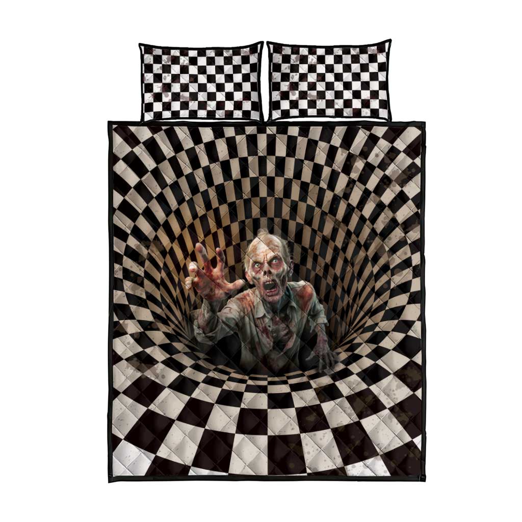3D Illusion Zombie Halloween Quilt Bed Set Horror Style DT05