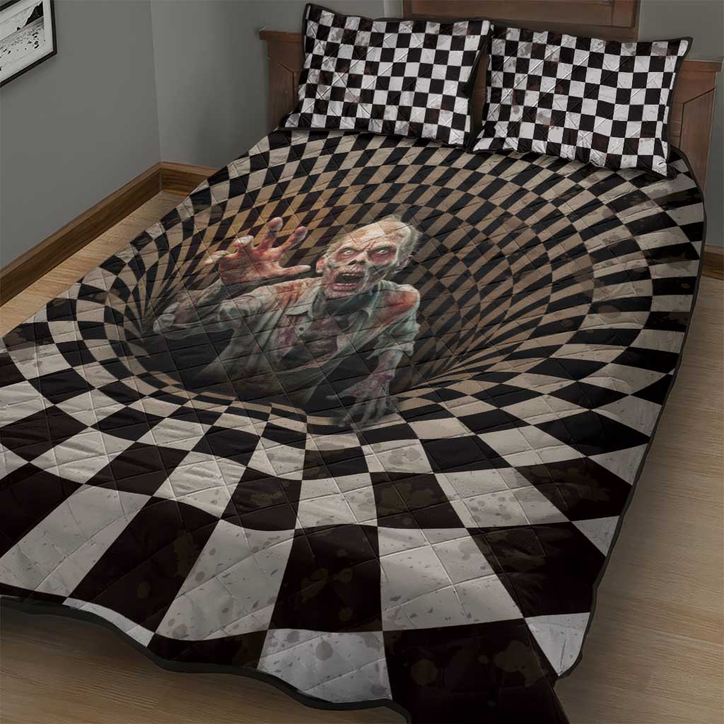 3D Illusion Zombie Halloween Quilt Bed Set Horror Style DT05