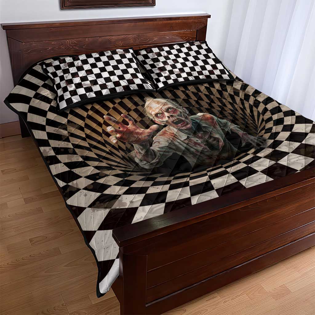 3D Illusion Zombie Halloween Quilt Bed Set Horror Style DT05