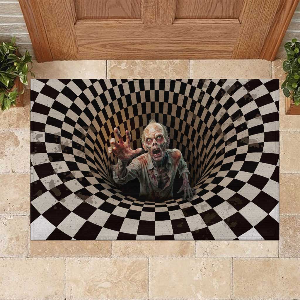 3D Illusion Zombie Halloween Rubber Doormat Horror Style - Wonder Print Shop