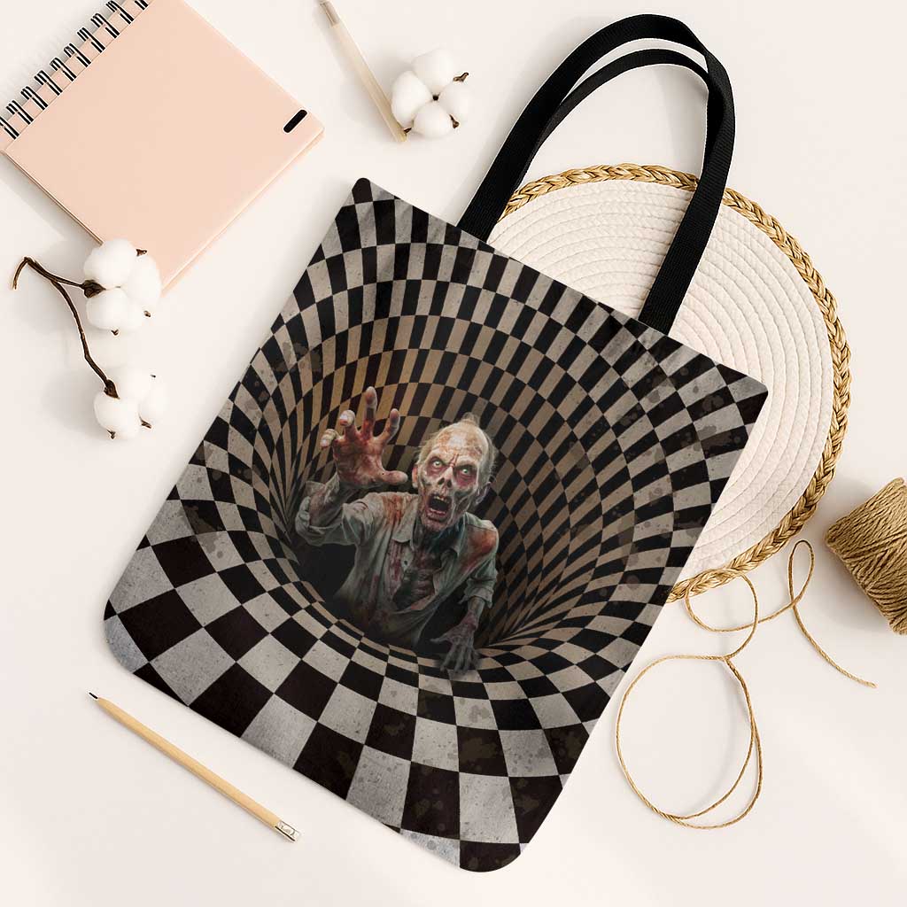 3D Illusion Zombie Halloween Tote Bag Horror Style - Wonder Print Shop