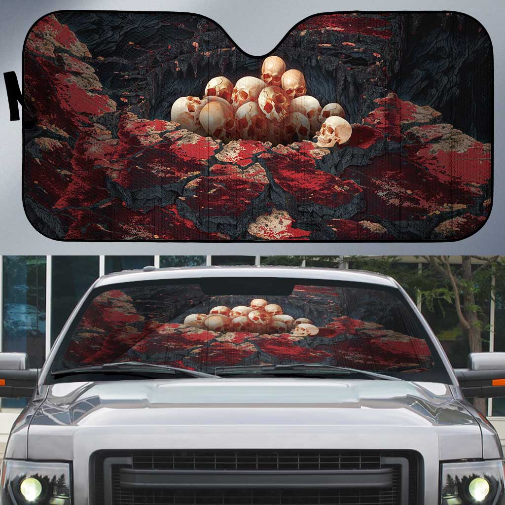 3D Illusion Skull Halloween Auto Sun Shade Hell Pit - Wonder Print Shop