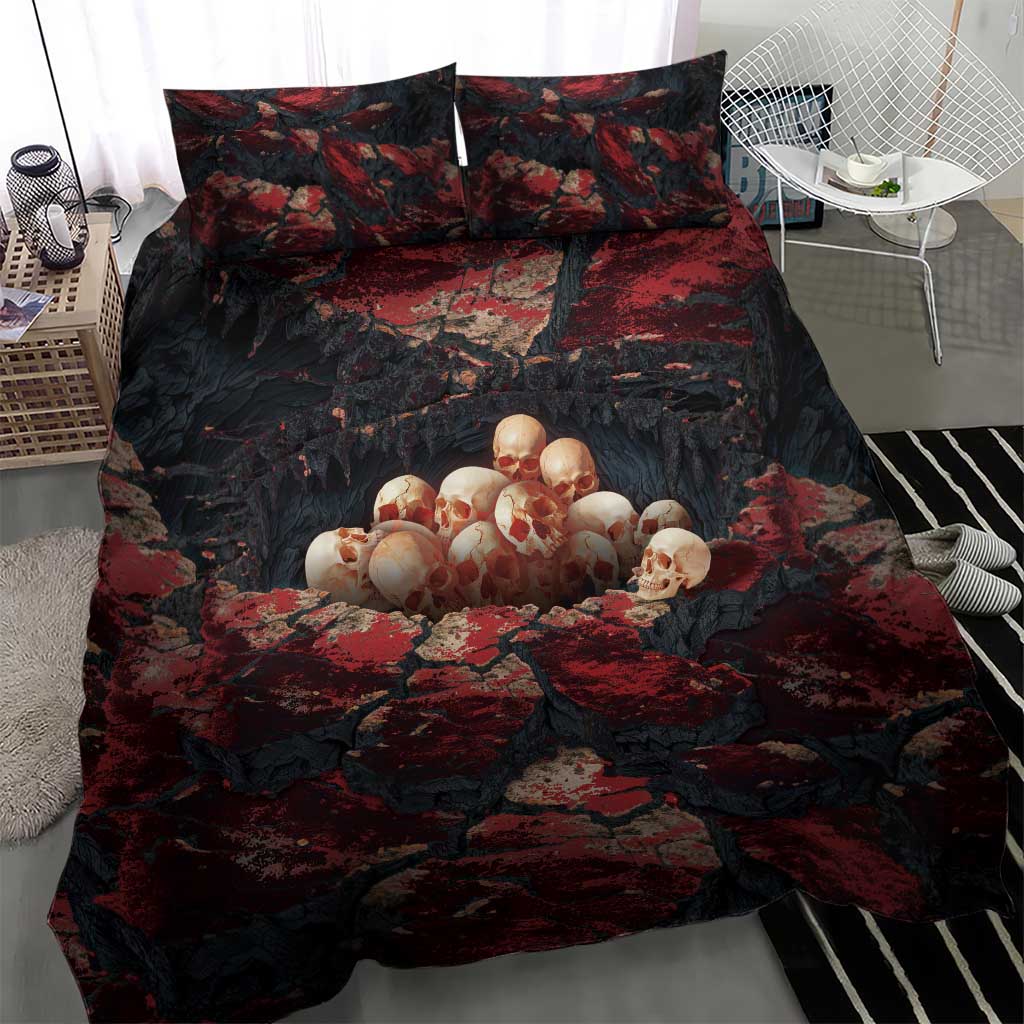 3D Illusion Skull Halloween Bedding Set Hell Pit DT05