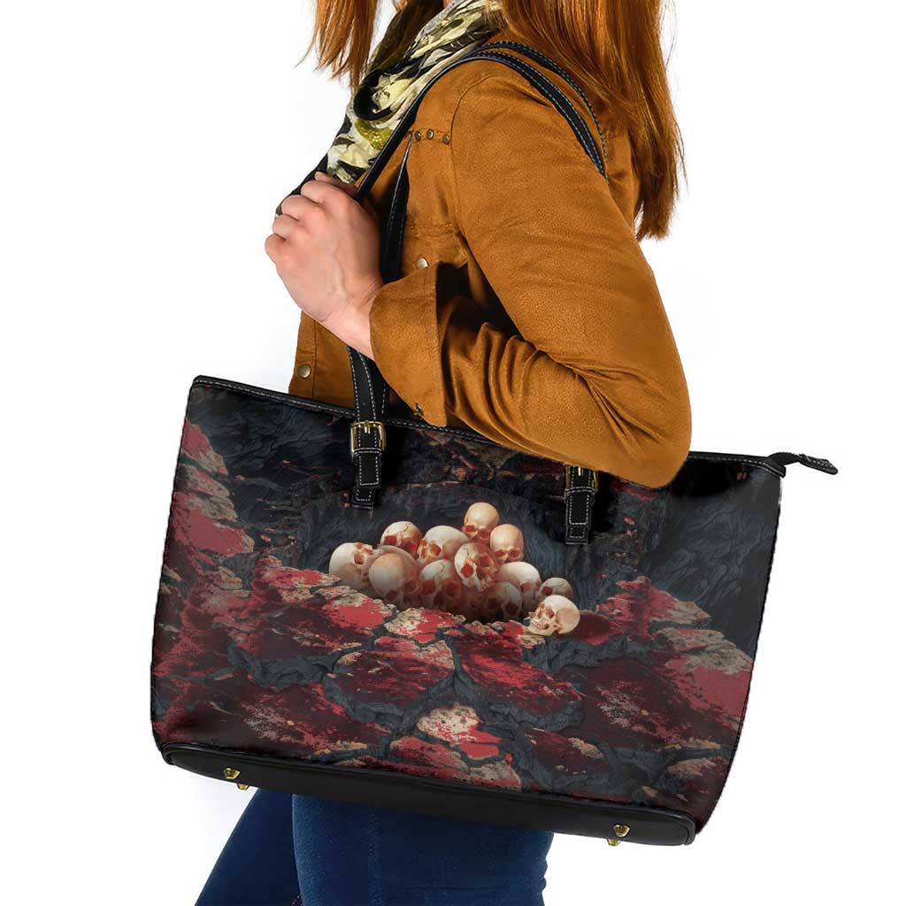 3D Illusion Skull Halloween Leather Tote Bag Hell Pit - Wonder Print Shop