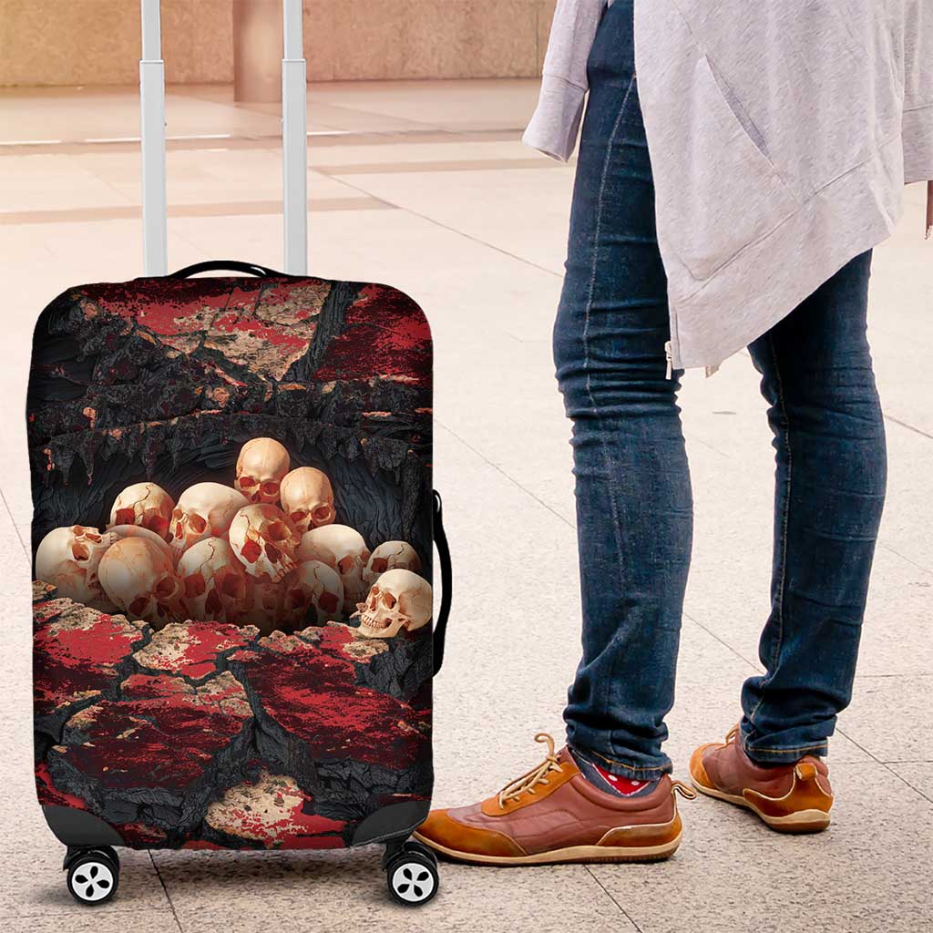 3D Illusion Skull Halloween Luggage Cover Hell Pit - Wonder Print Shop