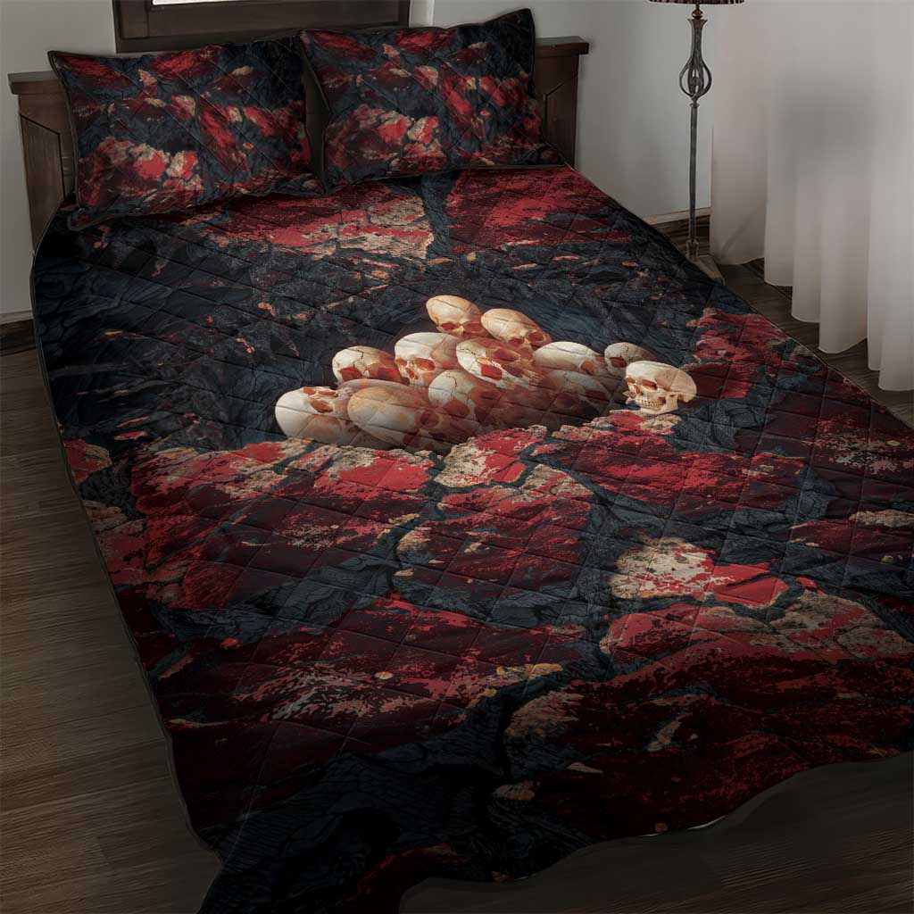 3D Illusion Skull Halloween Quilt Bed Set Hell Pit DT05
