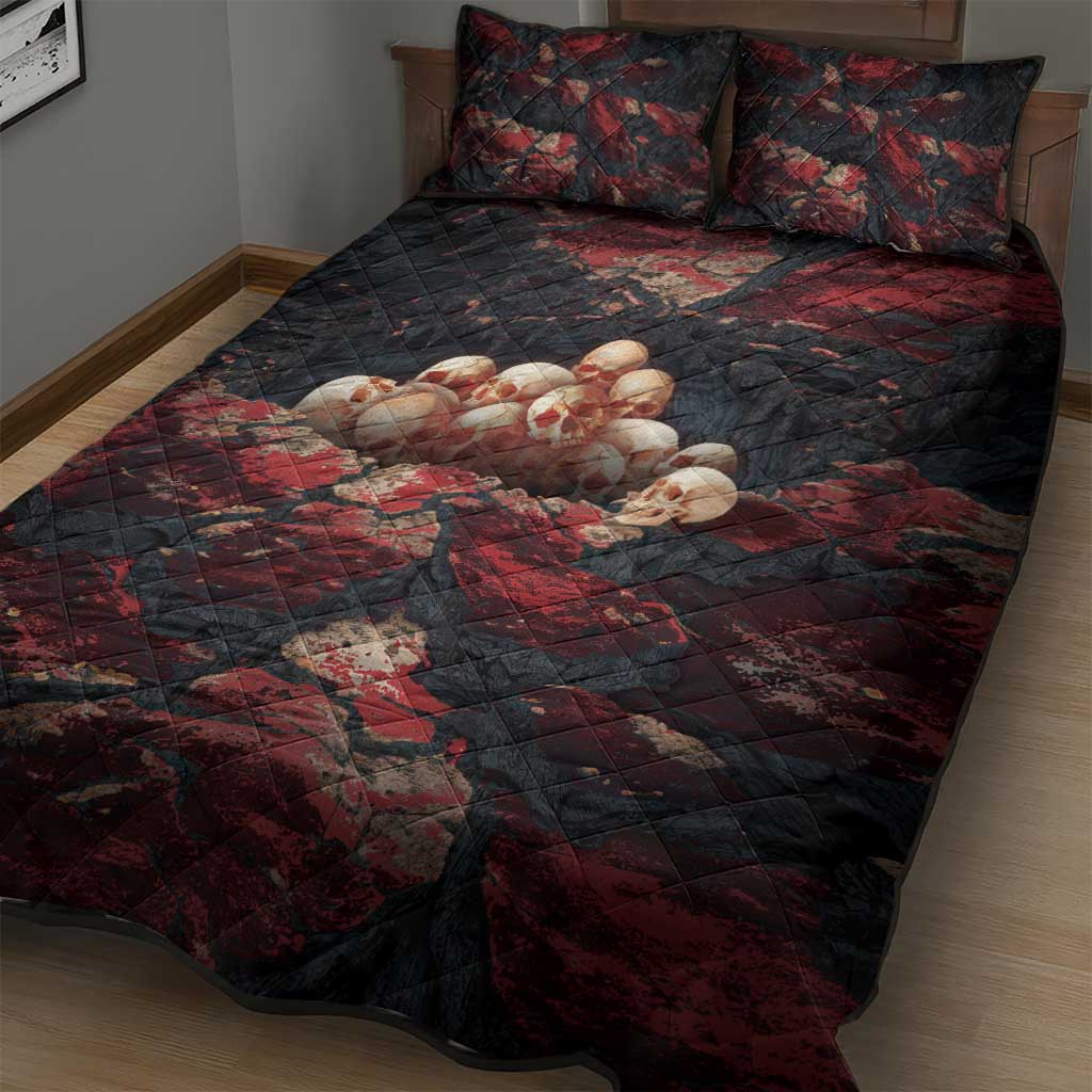 3D Illusion Skull Halloween Quilt Bed Set Hell Pit DT05