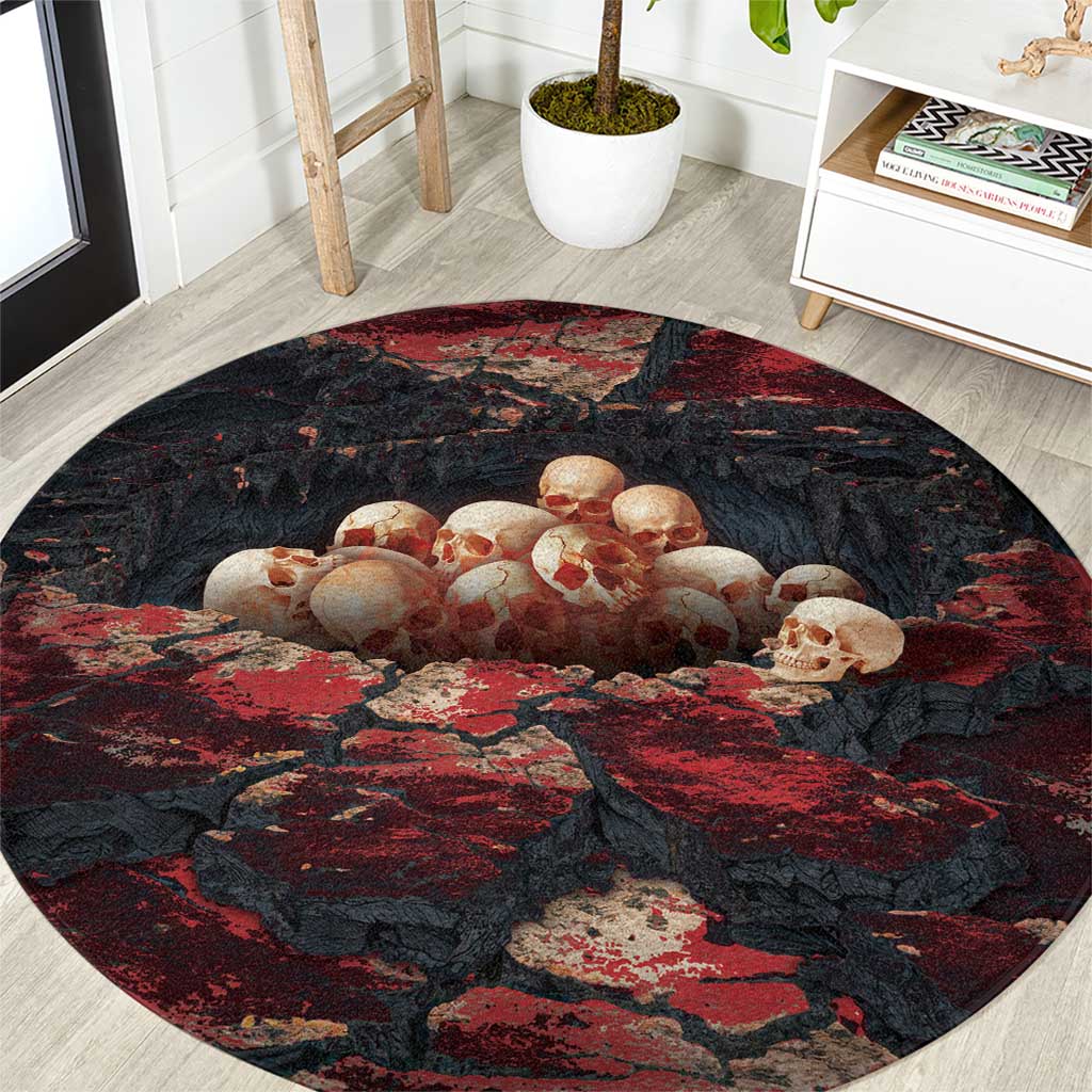 3D Illusion Skull Halloween Round Carpet Hell Pit - Wonder Print Shop
