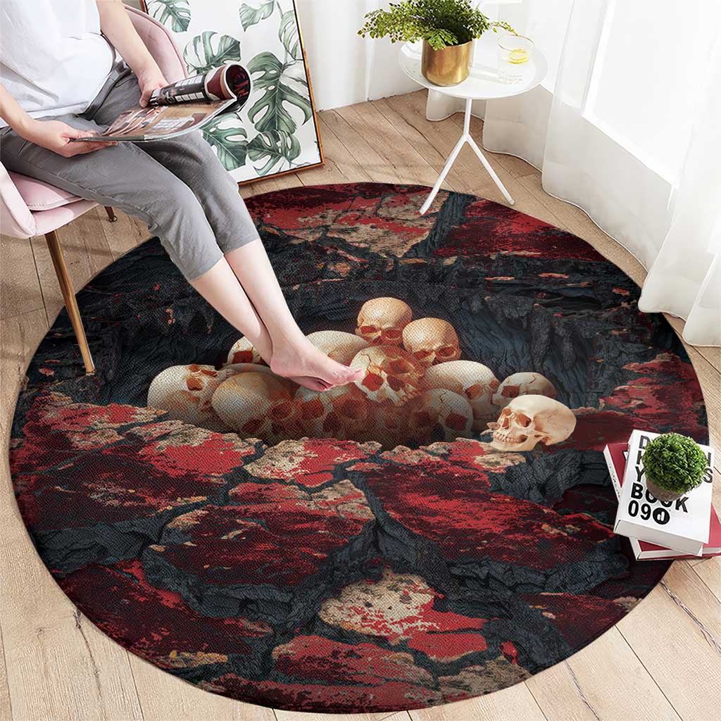 3D Illusion Skull Halloween Round Carpet Hell Pit - Wonder Print Shop