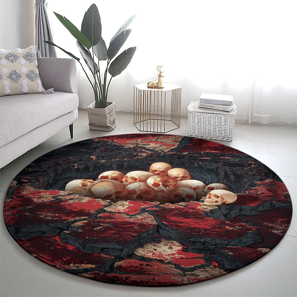 3D Illusion Skull Halloween Round Carpet Hell Pit - Wonder Print Shop