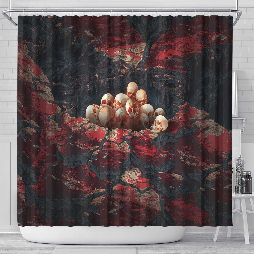 3D Illusion Skull Halloween Shower Curtain Hell Pit - Wonder Print Shop