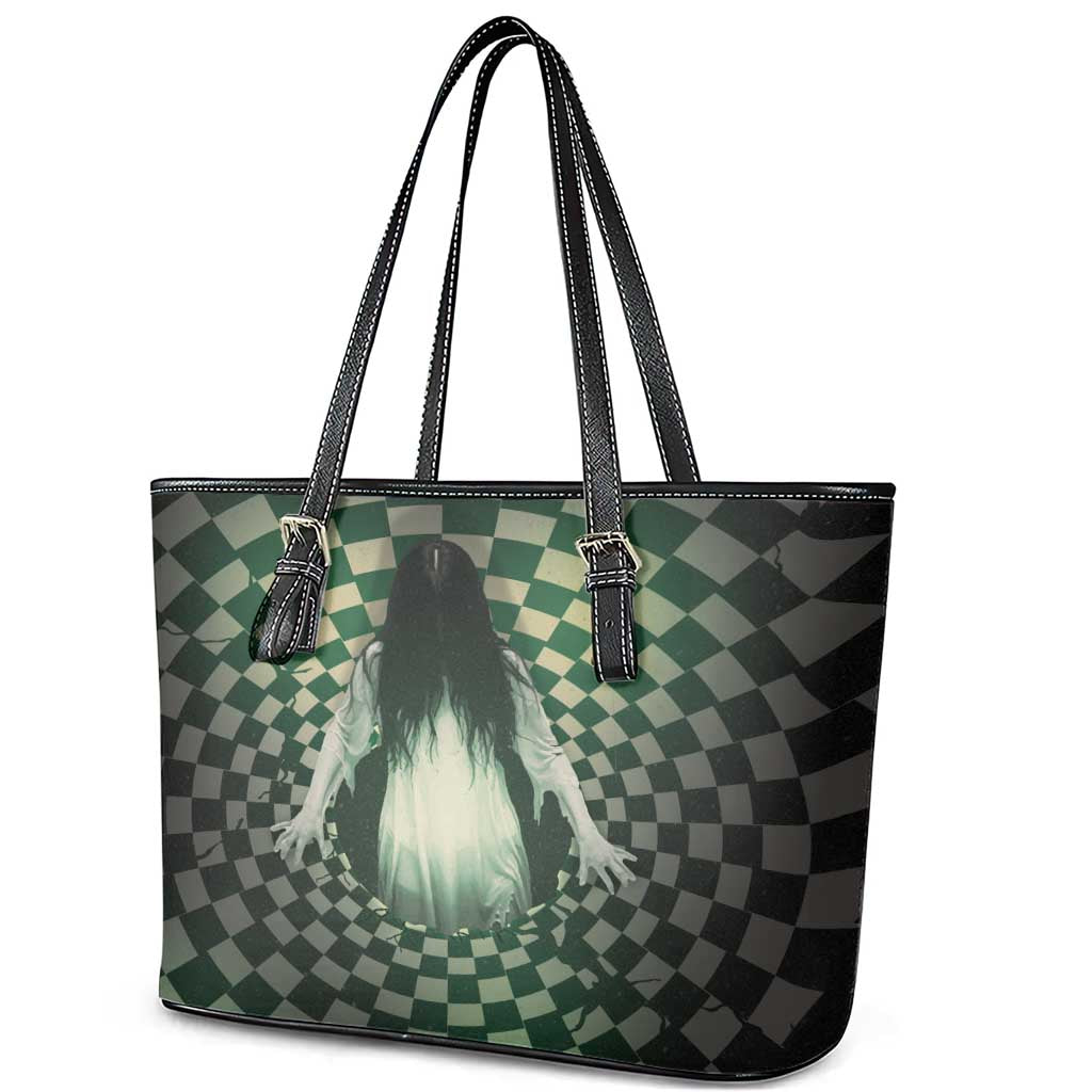 3D Illusion Ghost 3D Halloween Leather Tote Bag Horror Retro Style - Wonder Print Shop