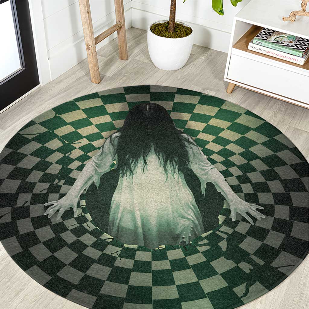 3D Illusion Ghost 3D Halloween Round Carpet Horror Retro Style - Wonder Print Shop