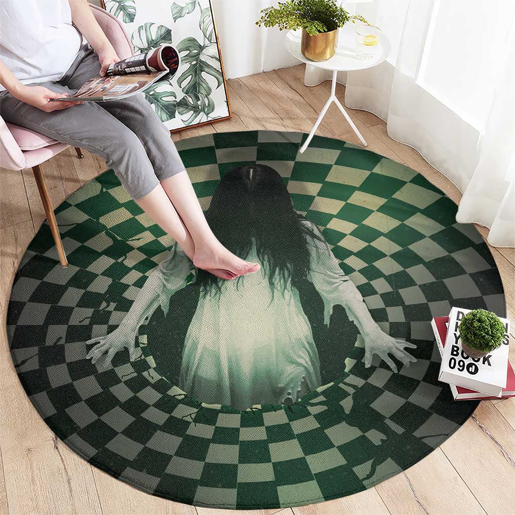 3D Illusion Ghost 3D Halloween Round Carpet Horror Retro Style - Wonder Print Shop