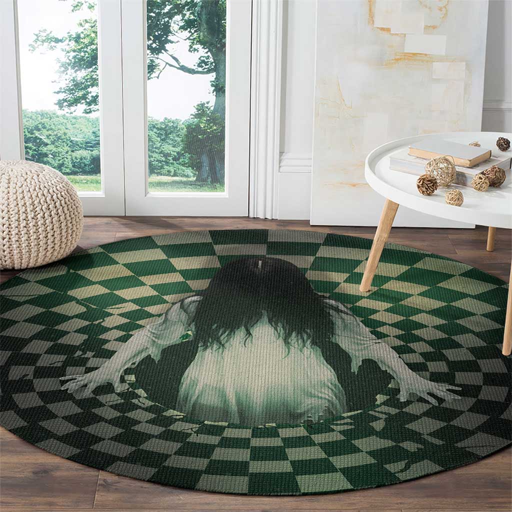 3D Illusion Ghost 3D Halloween Round Carpet Horror Retro Style - Wonder Print Shop