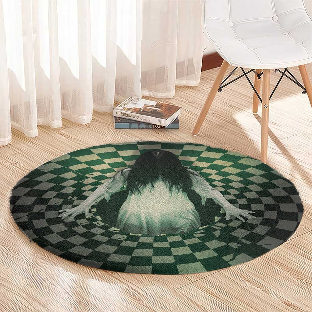 3D Illusion Ghost 3D Halloween Round Carpet Horror Retro Style - Wonder Print Shop