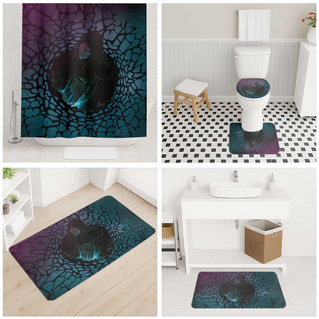 3D Illusion Witch Halloween Bathroom Set Dark Magic In The Cracks - Wonder Print Shop