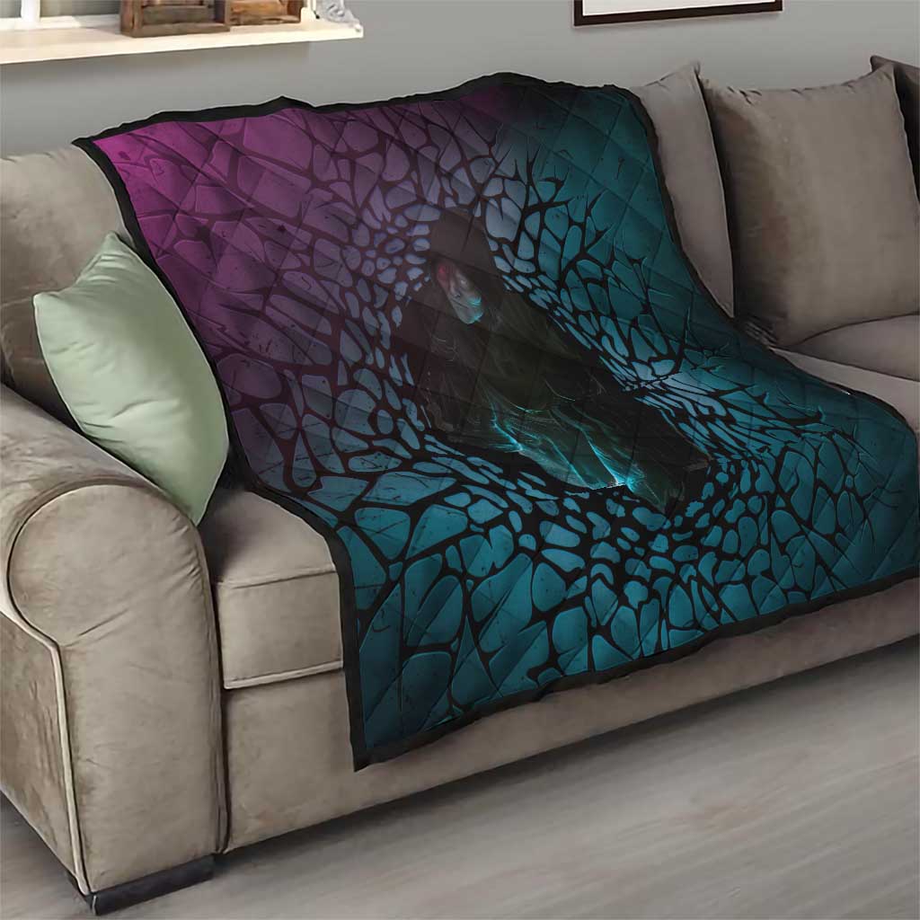 3D Illusion Witch Halloween Quilt Dark Magic In The Cracks - Wonder Print Shop