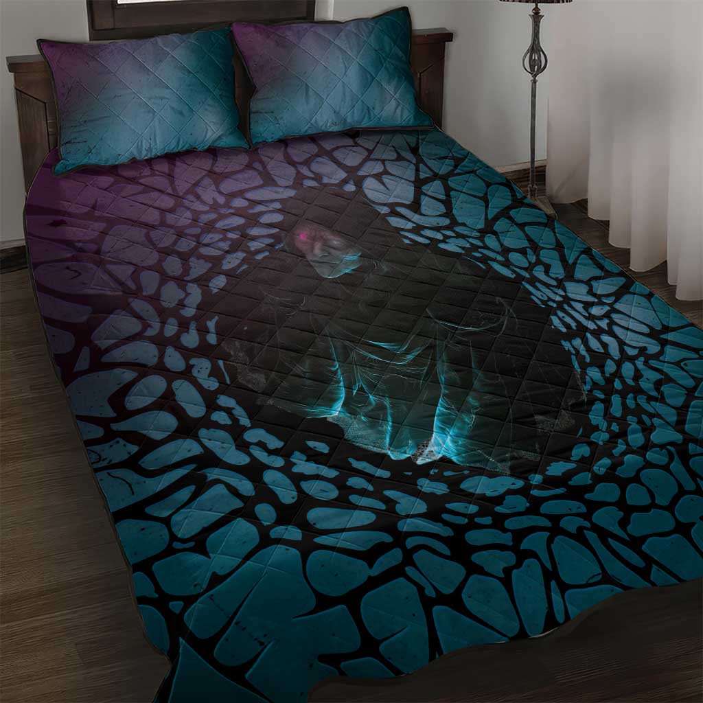 3D Illusion Witch Halloween Quilt Bed Set Dark Magic In The Cracks DT05