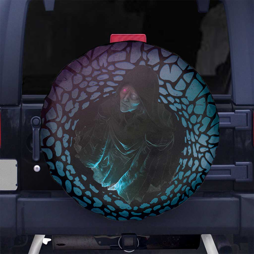 3D Illusion Witch Halloween Spare Tire Cover Dark Magic In The Cracks - Wonder Print Shop