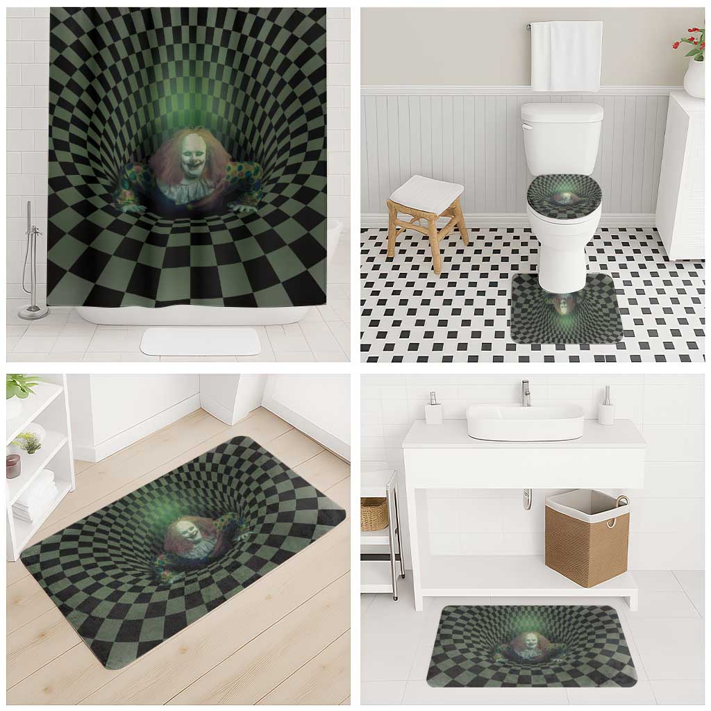 3D Illusion Clown Halloween Bathroom Set Dark Style - Wonder Print Shop