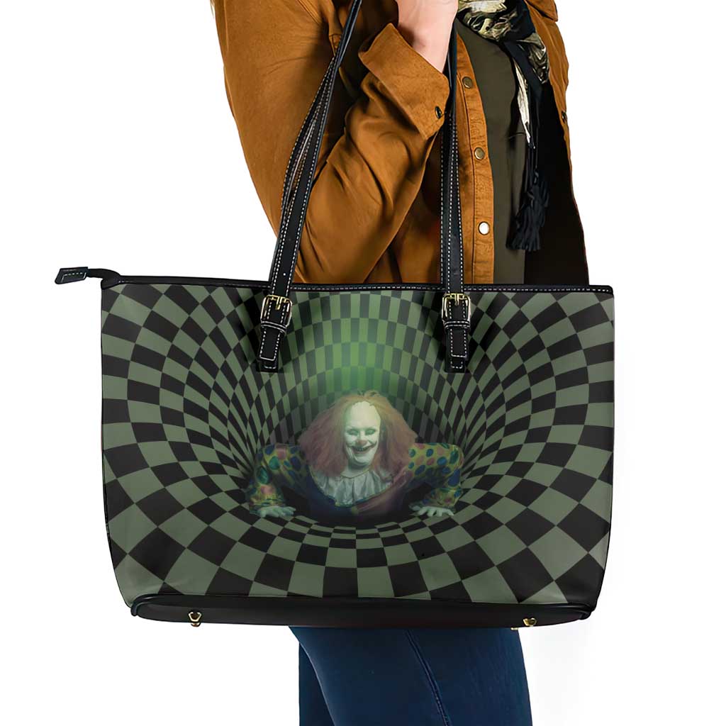 3D Illusion Clown Halloween Leather Tote Bag Dark Style - Wonder Print Shop