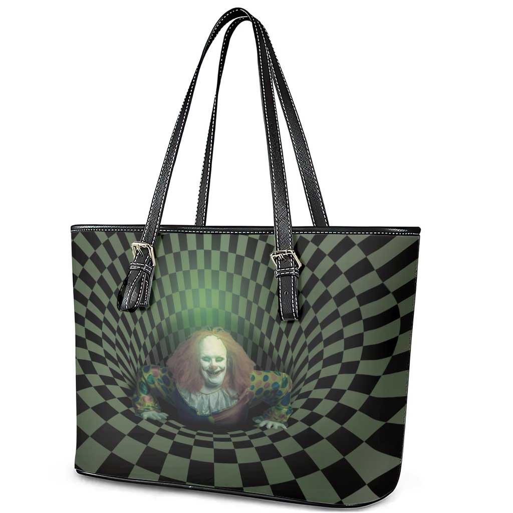 3D Illusion Clown Halloween Leather Tote Bag Dark Style - Wonder Print Shop