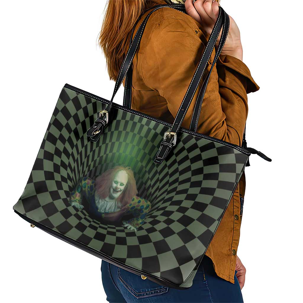 3D Illusion Clown Halloween Leather Tote Bag Dark Style - Wonder Print Shop