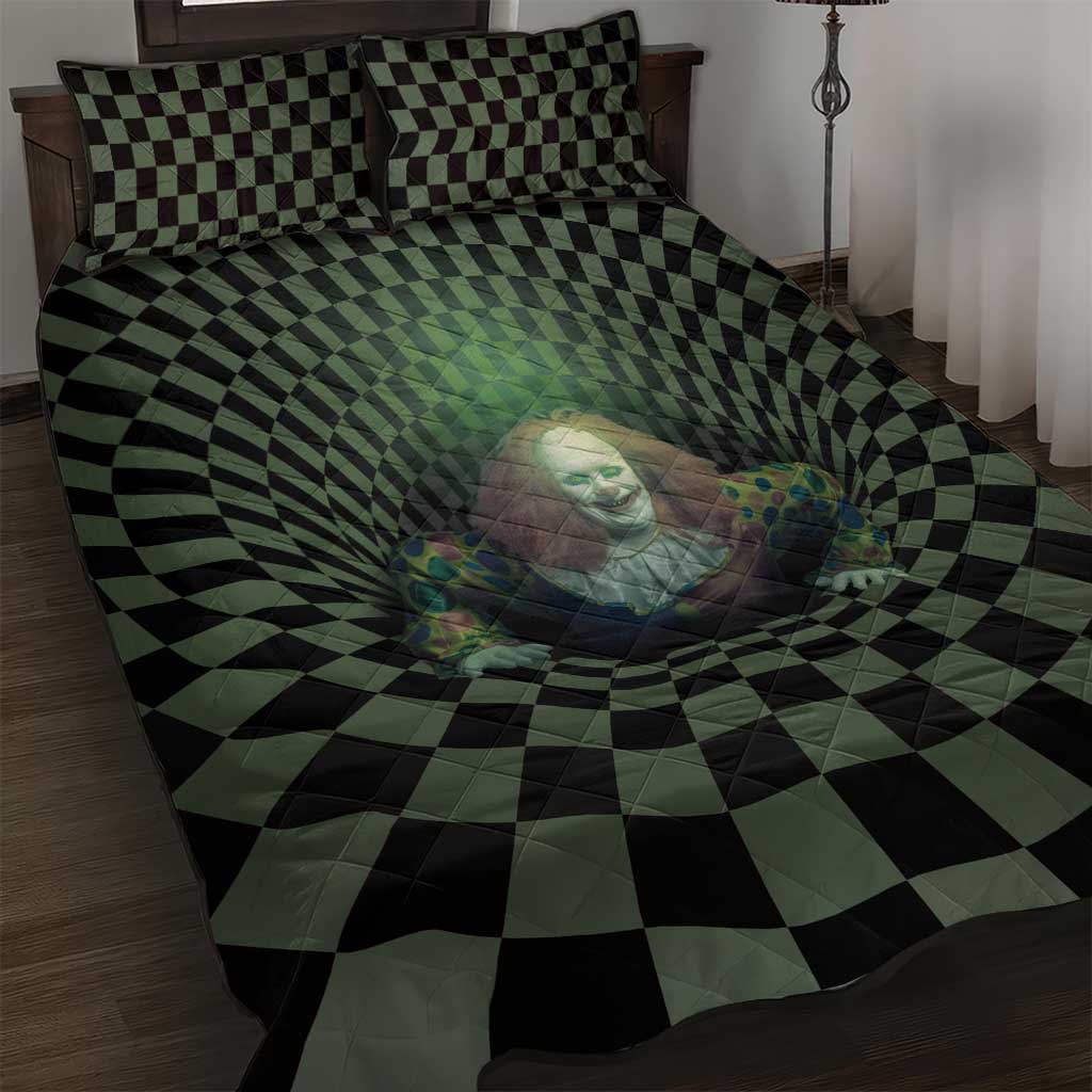 3D Illusion Clown Halloween Quilt Bed Set Dark Style DT05