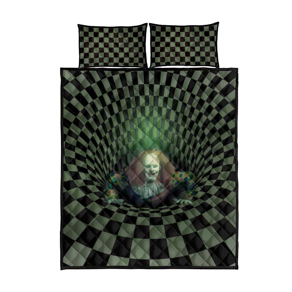 3D Illusion Clown Halloween Quilt Bed Set Dark Style DT05
